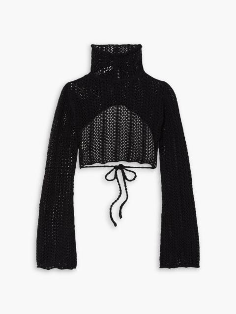 Other Designers Ines cropped open-back crocheted Pima cotton top