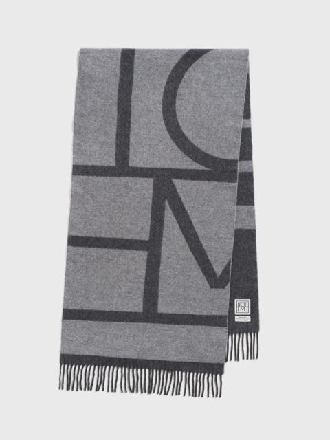TOTEME Monogram jacquard wool scarf dark grey mélange
