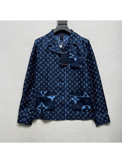 Louis Vuitton Louis Vuitton LV all-over monogram mulberry silk long-sleeved shirt