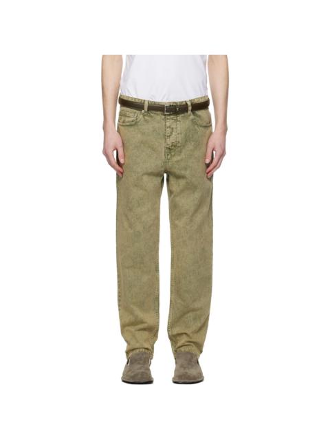 AMI Paris Green Cotton Tapered Fit Jeans