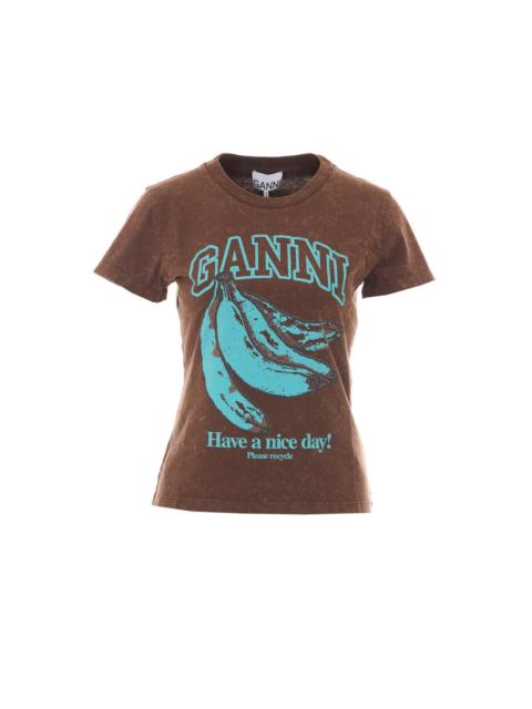 GANNI Ganni Women T-Shirt With Blue Banana
