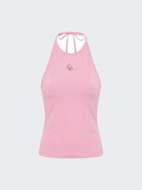 Marine Serre Pearl Logo Halter Top Pink