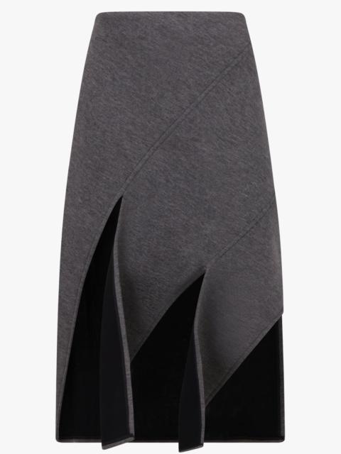 Plan C SPLIT DETAIL ASYMMETRIC HEM MIDI SKIRT | GREY/BLACK