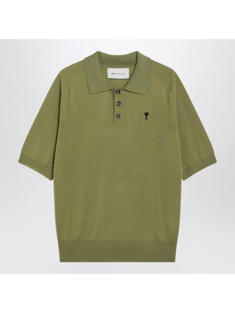 AMI Paris Ami Paris Ami De Coeur Matcha Green Wool Polo Shirt Men