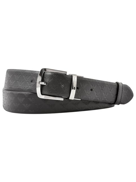 EMPORIO ARMANI Emporio Armani Men's Leather Belt in Black/ Silver