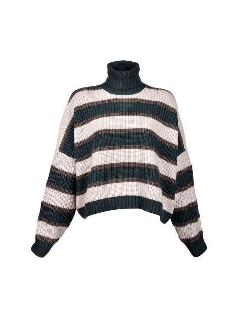 Brunello Cucinelli Brunello Cucinelli Women'S Striped Cashmere Knit Turtleneck Sweater