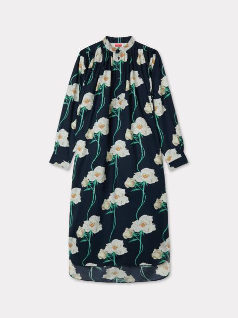 KENZO 'KENZO Archive Rose' oversized pleated long dress in coton and slik