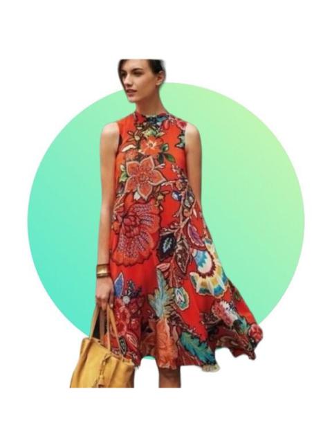 Other Designers MAEVE Anthropologie Larkhill Silk Sz S Womens Dress Trapeze Swing Floral Orange