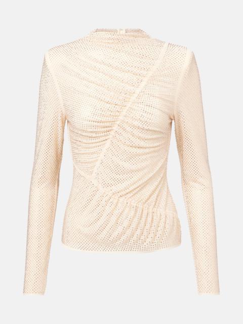 self-portrait Gathered rhinestone top