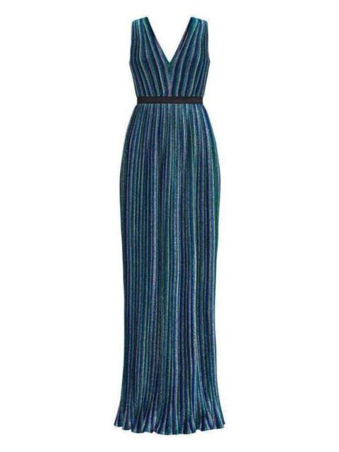 Other Designers Metallic Pleated Gown