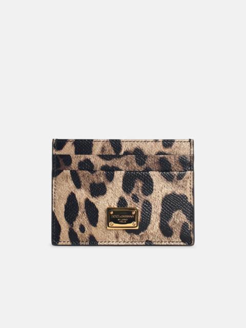 Dolce & Gabbana 'DAUPHINE' LEOPARD PRINT LEATHER CARD HOLDER