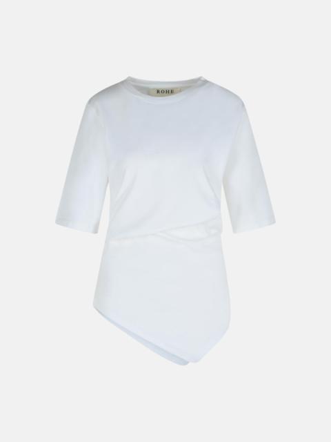 WHITE ORGANIC COTTON WOVEN T-SHIRT