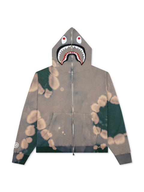 A BATHING APE® HAND DYE SHARK FULL ZIP HOODIE - GREEN