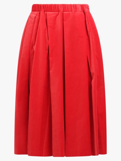 Comme Des Garçons ELASTIC WAIST VELVET PLEAT MIDI SKIRT | RED