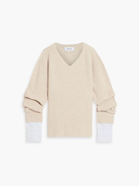 DEREK LAM 10 CROSBY Cassie poplin-paneled wool sweater
