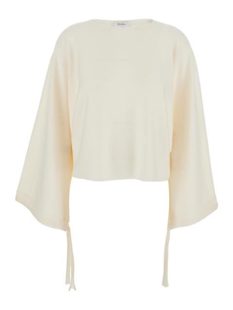 Max Mara Max Mara Women “Frais” White Round Neck Sweater With Wide Sleeves In Wool Woman
