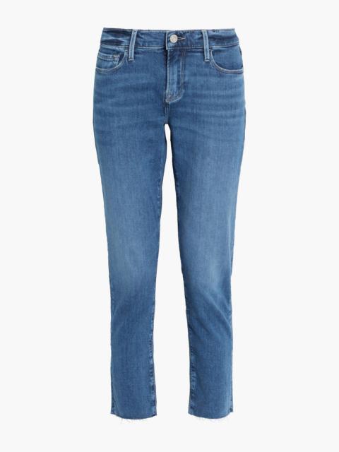 FRAME Le Garcon cropped faded low-rise slim-leg jeans