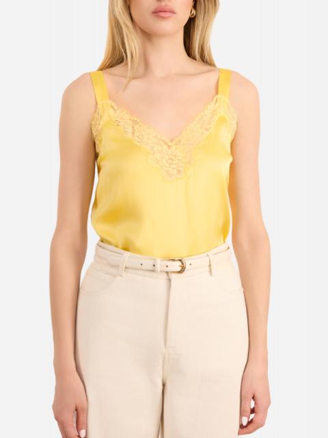 CAMI NYC CAMI NYC Amora Lace Trim Silk Charmeuse Camisole in Custard at Nordstrom