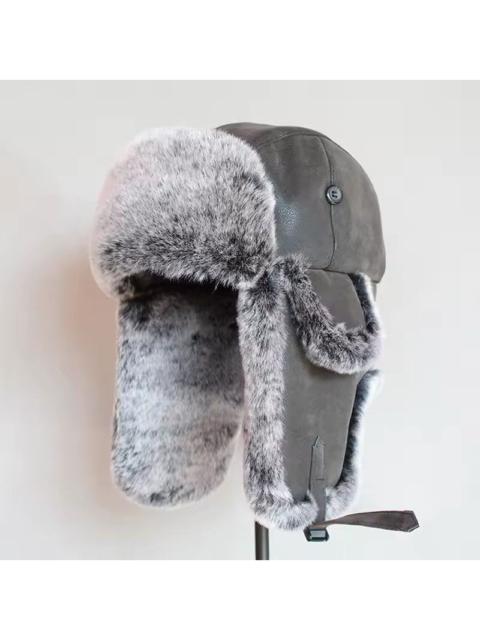 Japanese Brand - PU Leather Winter Bomber Hat Size M