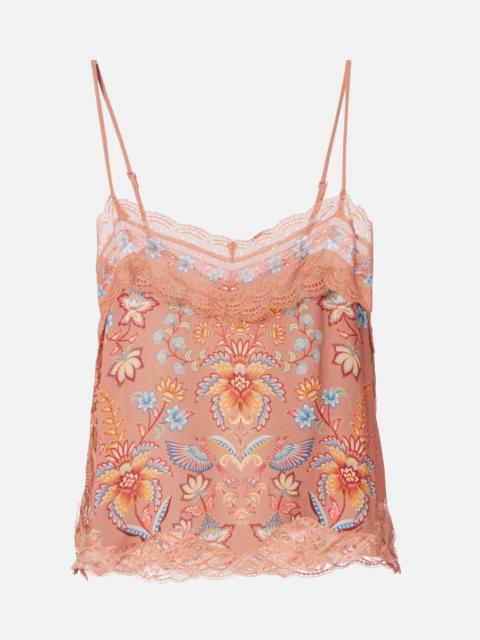 FARM RIO Lace-trimmed floral camisole
