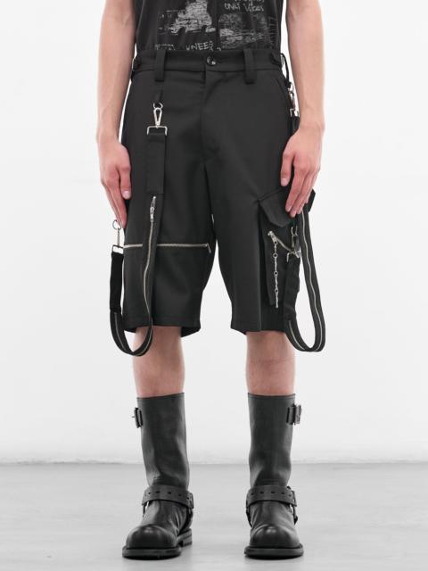 KIDILL Black Wool Punk Strap Shorts