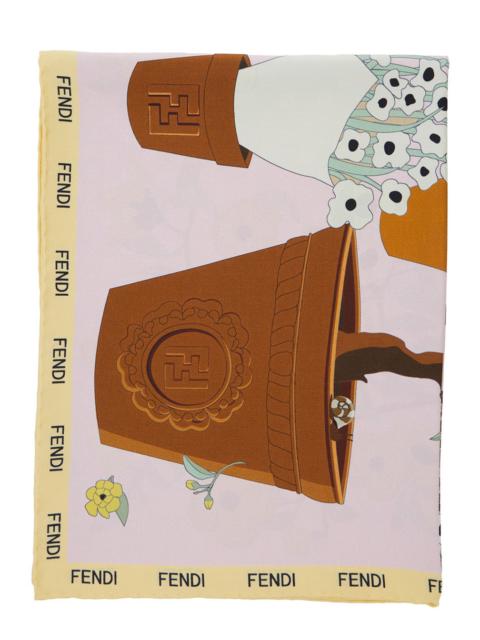 FENDI Fendi Women 'Gardening' Multicolor Silk Scarf With All-Over Print For Women