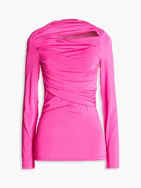 Victoria Beckham Cutout draped satin-jersey top