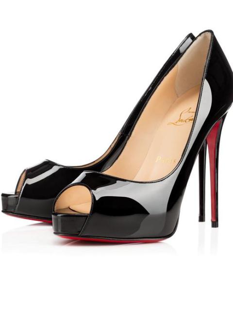 CHRISTIAN LOUBOUTIN Black New Very Prive 120 Patent Leather Pumps