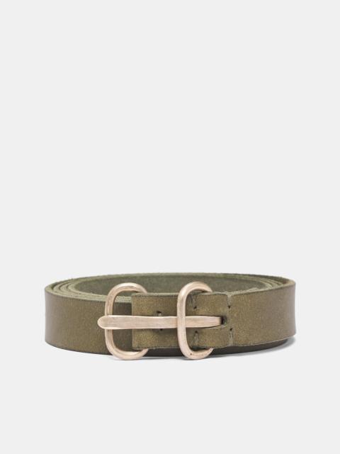M.A+ Green Double Buckle Leather Belt