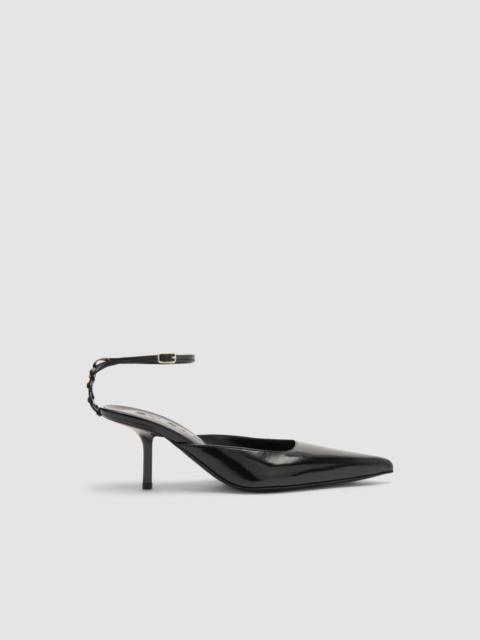 BY FAR Teese Black Glossy Textured Leather Pump