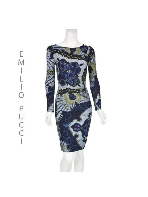 PUCCI Blue Batik Jersey Knit Sheath Dress
