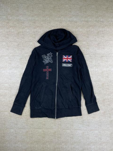 Other Designers Vintage - Vtg ROCK ZIDDY Cross Logo Punk Style Zipper Jacket Hoodie