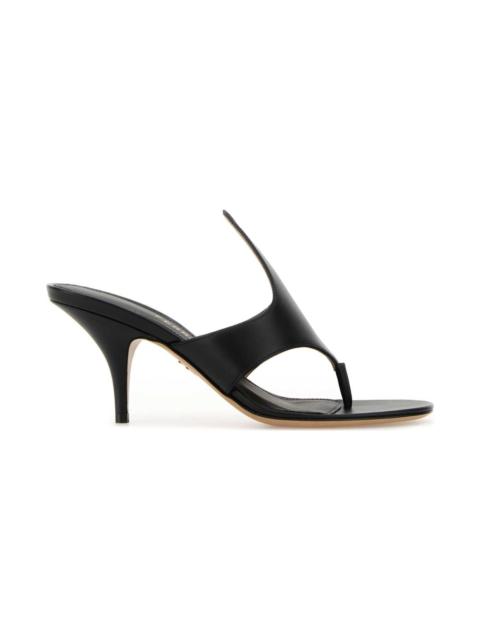 FERRAGAMO Black Leather Lyrai Thong Mules