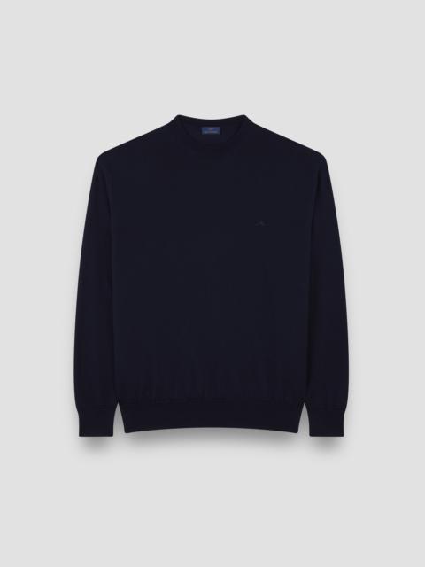 Paul & Shark SOFT COOL TOUCH WOOL CREWNECK SWEATER WITH SHARK FIN EMBROIDERY