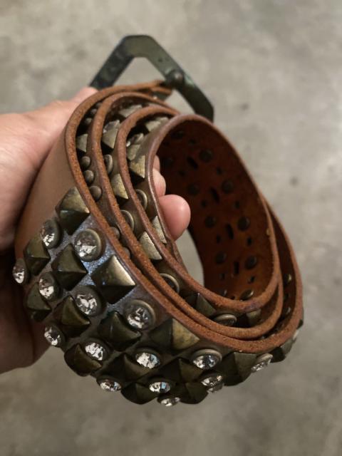 Other Designers Japanese Brand - DIAVLO BIG RHINESTONE PENDANT STUDDED LEATHER BELT