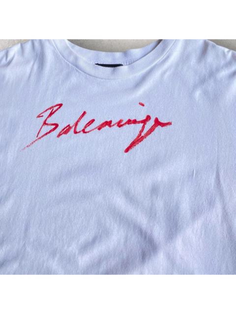 BALENCIAGA Lipstick Cursive Logo Oversize T Shirt Fit L