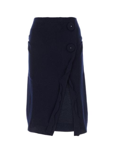 Prada Woman Midnight Blue Wool Blend Skirt