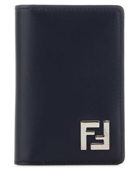 FENDI Fendi Men Midnight Blue Leather Card Holder