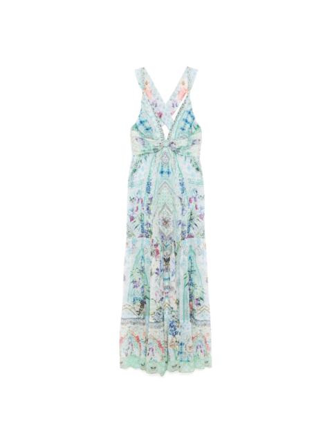 bead-strap gathered panelled dress