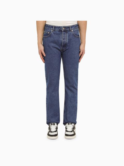 Palm Angels Blue Jeans With Monogram Embroidery