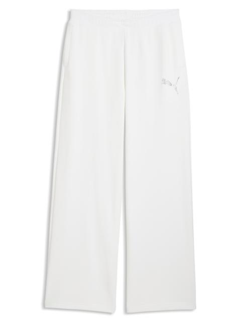 PUMA PUMA Essential Graphic Leo Luxe Bedazzled Track Pants in Puma White at Nordstrom