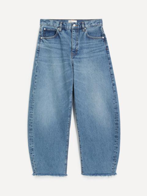 FRAME The Bow High-Rise Barrel-Leg Jeans in Acumen