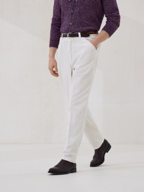 Brunello Cucinelli Garment-dyed leisure fit trousers in cotton corduroy
