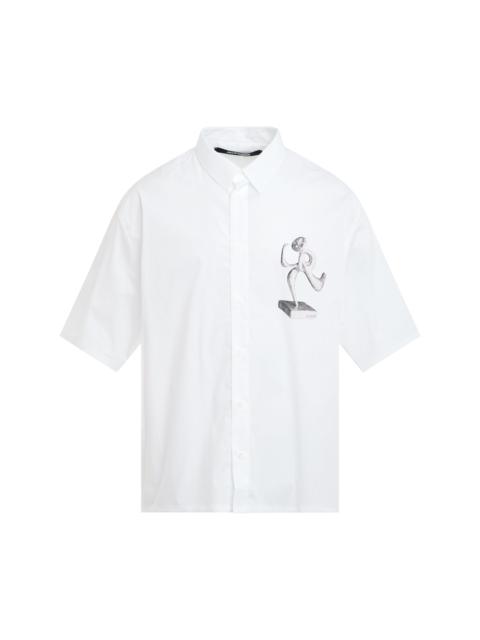JACQUEMUS Cabri Organic Statue Print Short Sleeve Shirt in Black/White