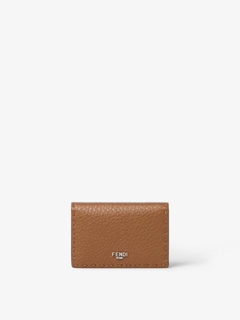 FENDI Card Holder Selleria Tan-color and sunflower yellow Selleria card case with 102 hand-sewn stitches