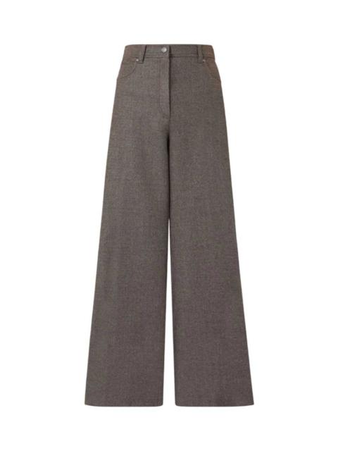 Max Mara Max Mara Women Wide-Leg Felted Wool Trousers - Brown-Grey
