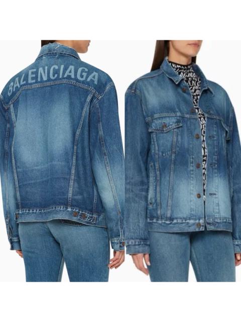 BALENCIAGA Balenciaga Blue Back Logo Print Denim Jacket 2019 ‘like a man’