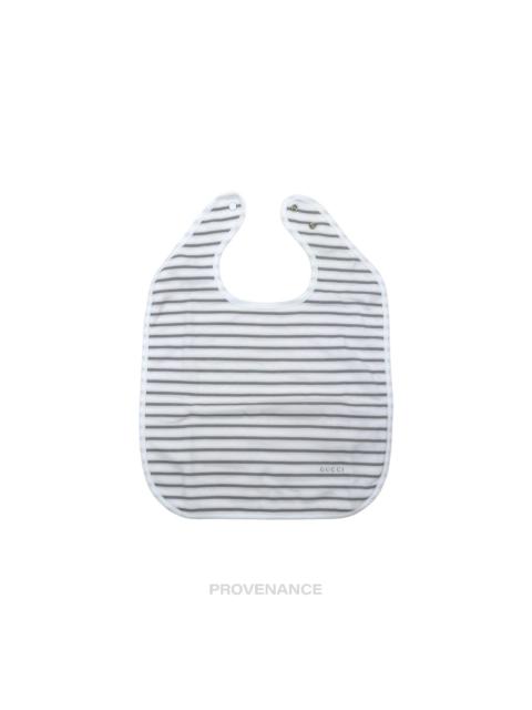 Gucci Logo Baby Infant Bib - White Grey Striped Cotton