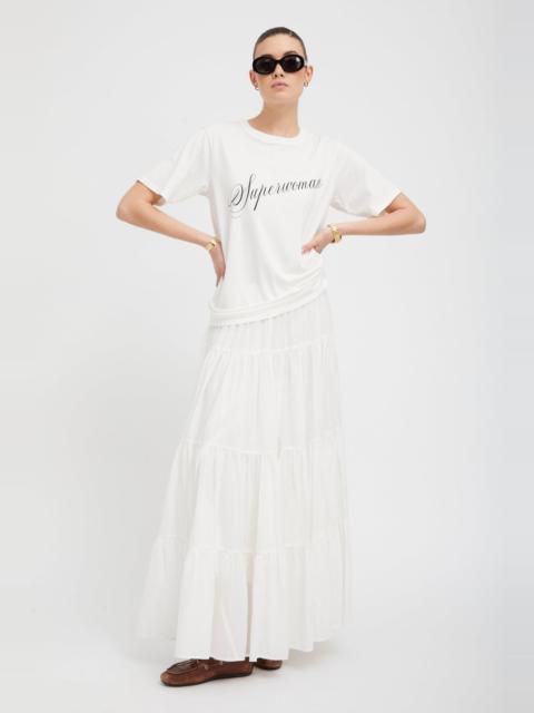 SPRWMN WHITE VOILE TIERED MAXI SKIRT
