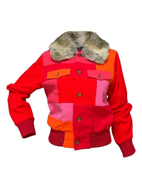 TRICOT COMME DES GARÇONS Fur Trim Patchwork Jacket